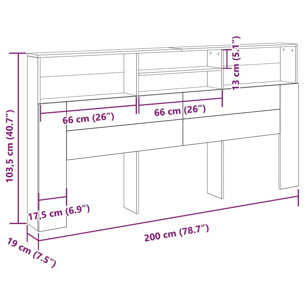 Wall-Mounted Headboard Cabinet Black Oak Storage Shelving Modern Bedroom