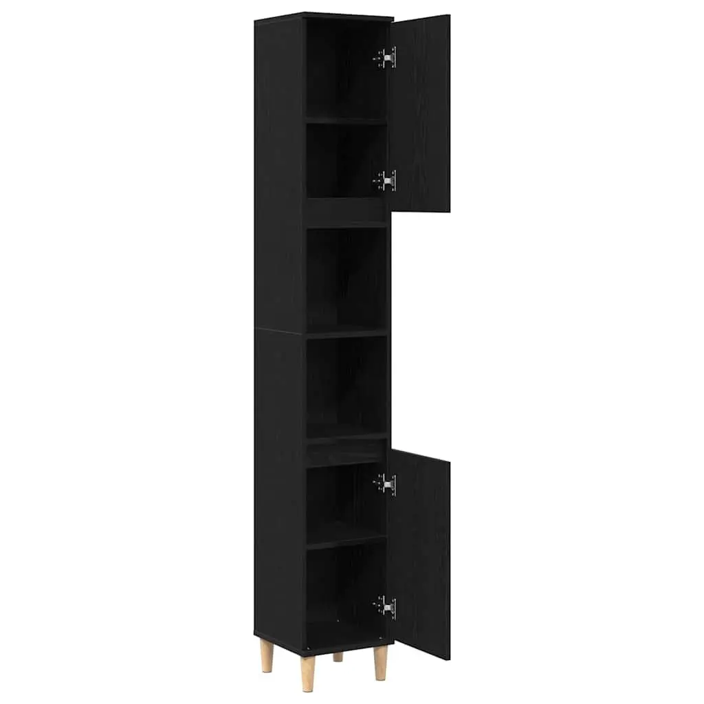 Bathroom Storage Cabinet Engineered Wood Tall 30x30x190cm Black Oak
