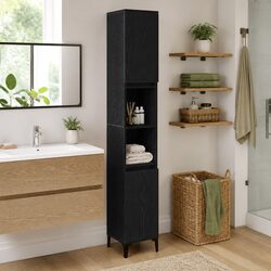 Practical Black Oak Bathroom Cabinet for Everyday Use