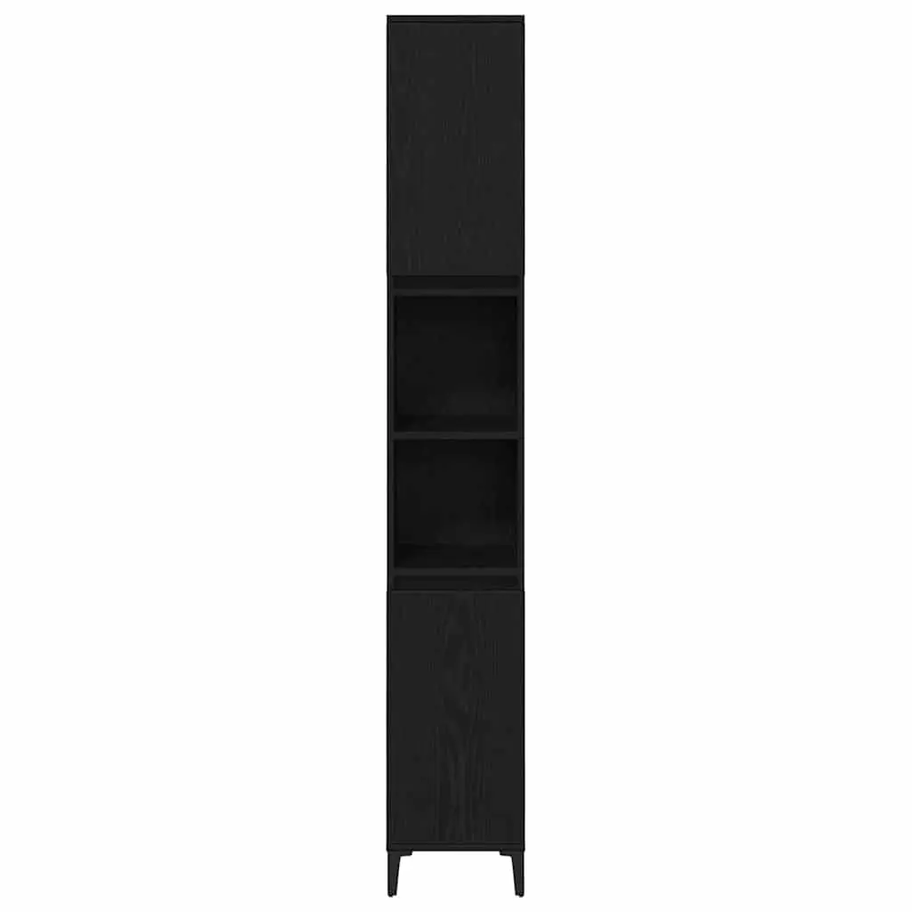 Bathroom Vanity Cabinet Black Oak 30x30x190cm Storage Engineered Wood Shelves