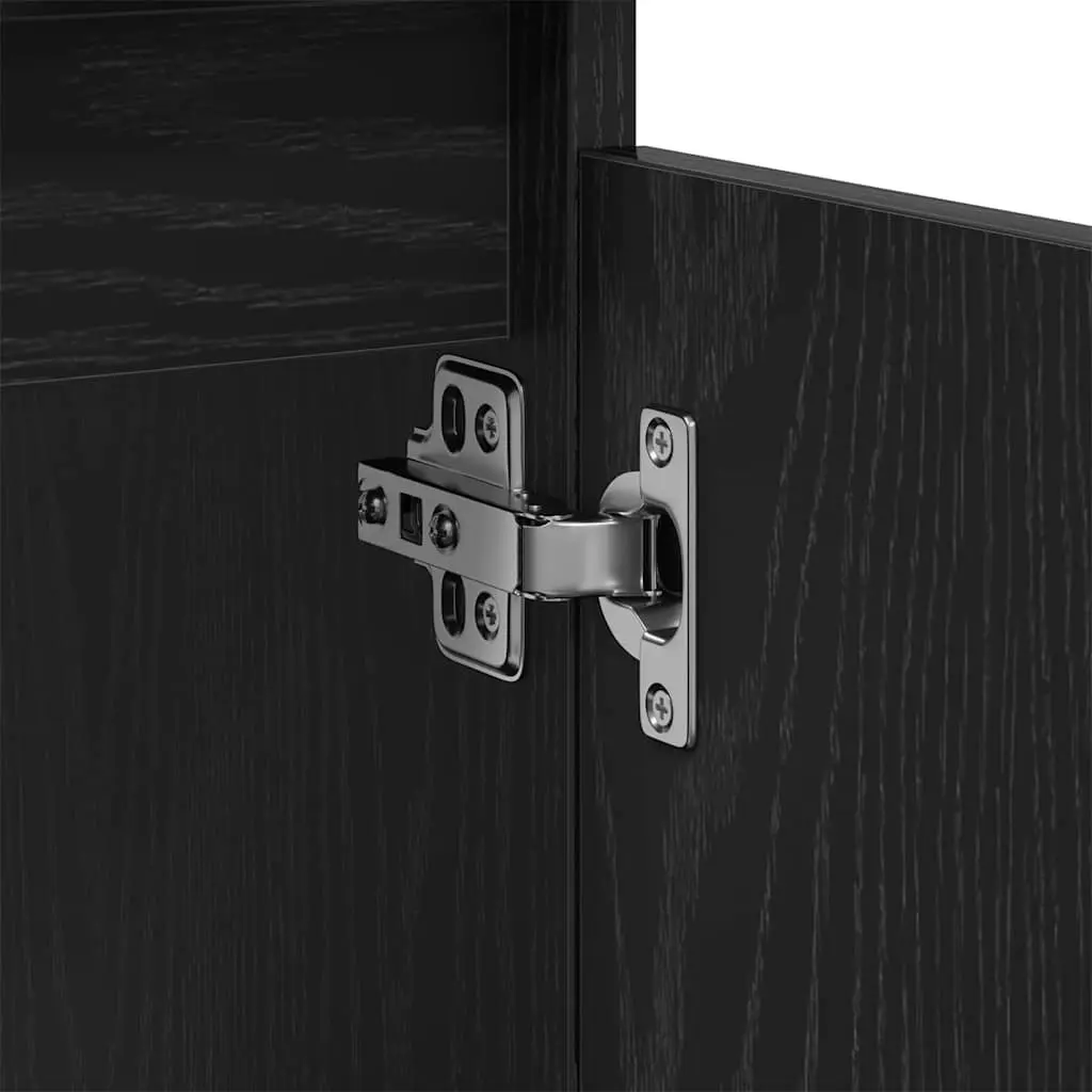 Bathroom Vanity Cabinet Wall-Mounted Sink Storage Unit Black Oak Modern Design