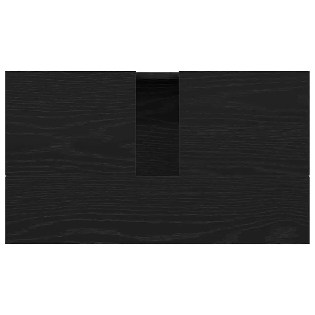 Bathroom Vanity Cabinet Wall-Mounted Sink Storage Unit Black Oak Modern Design