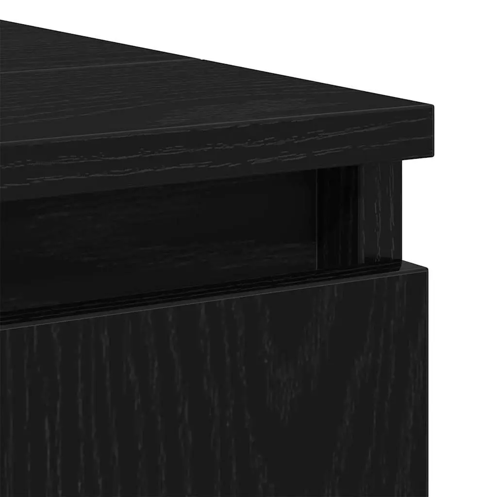 Bathroom Vanity Cabinet Wall-Mounted Sink Storage Unit Black Oak Modern Design