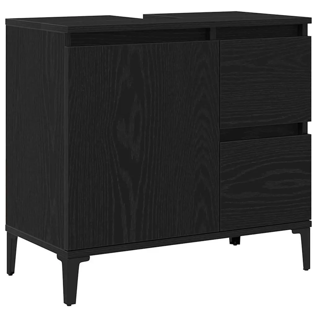 Bathroom Vanity Cabinet Engineered Wood Wall-Mounted Black Oak