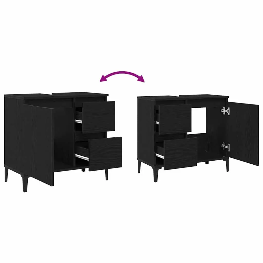 Bathroom Vanity Cabinet Engineered Wood Wall-Mounted Black Oak