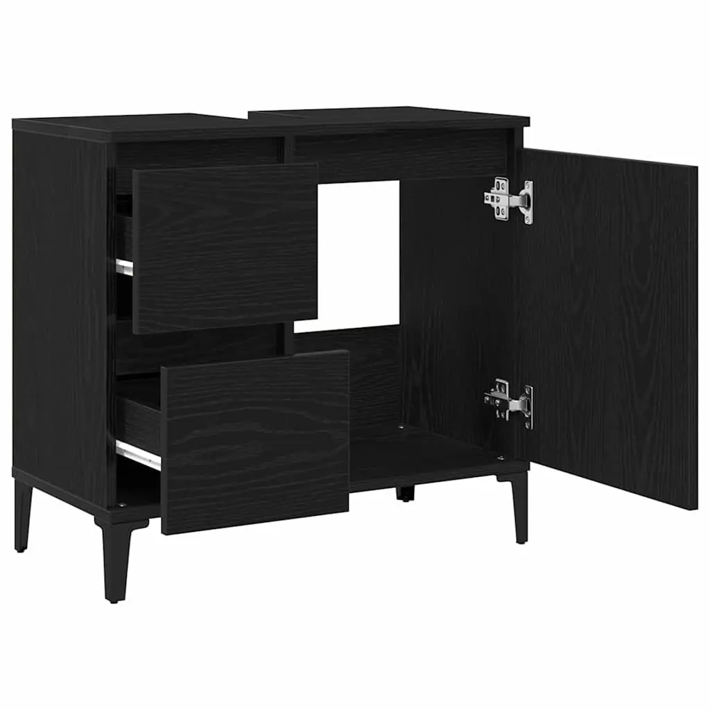 Bathroom Vanity Cabinet Engineered Wood Wall-Mounted Black Oak