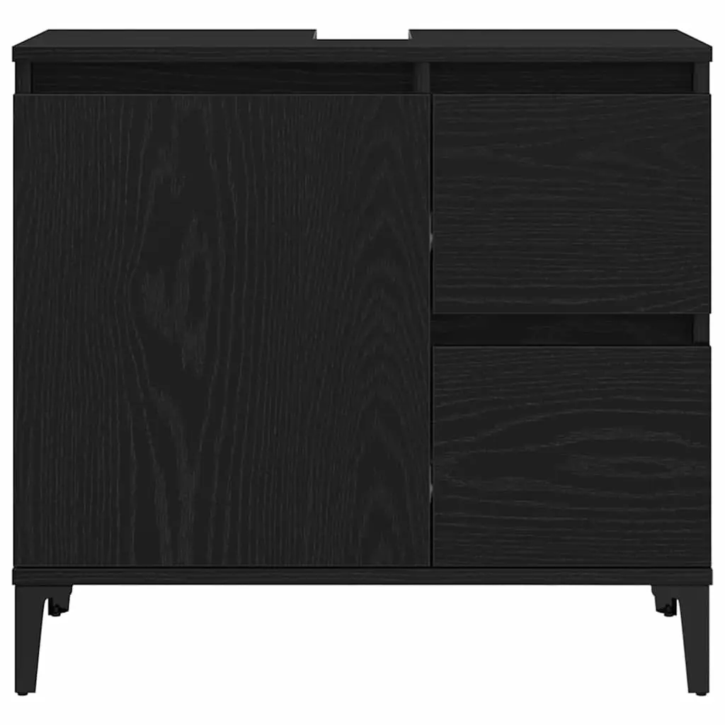 Bathroom Vanity Cabinet Engineered Wood Wall-Mounted Black Oak