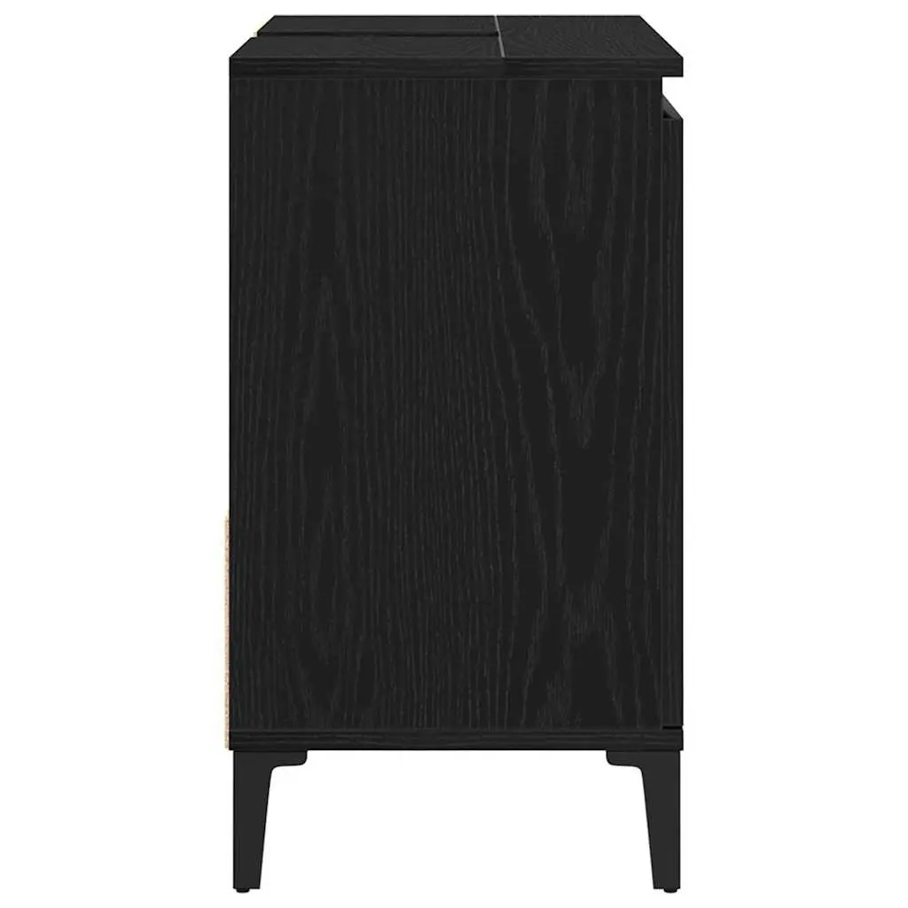 Bathroom Vanity Cabinet Engineered Wood Wall-Mounted Black Oak