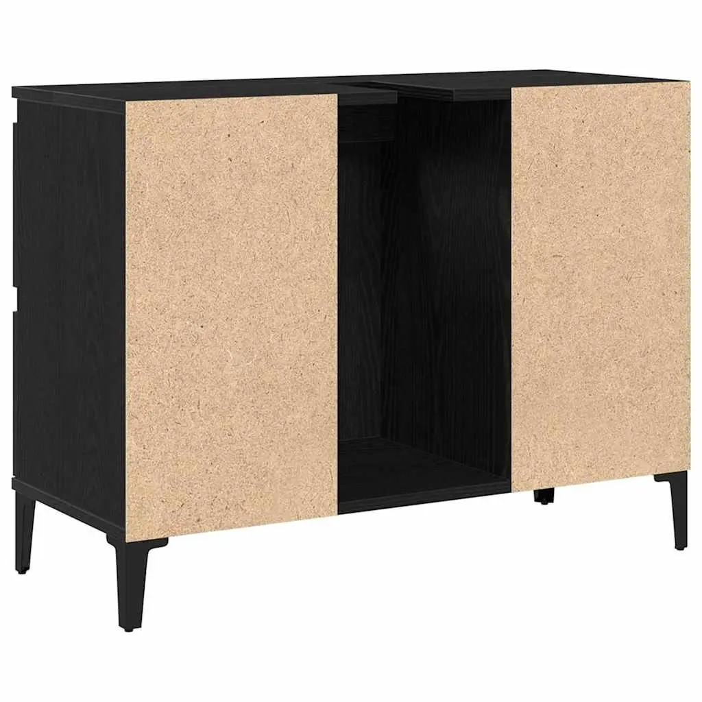 Bathroom Sink Vanity Cabinet Engineered Wood Wall-Mounted Black 80 x 33 x 60 cm