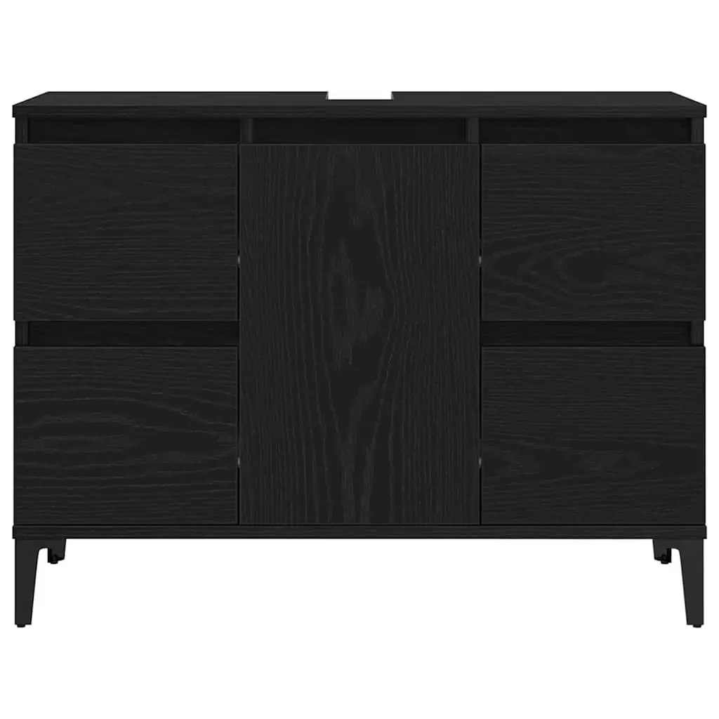 Bathroom Sink Vanity Cabinet Engineered Wood Wall-Mounted Black 80 x 33 x 60 cm