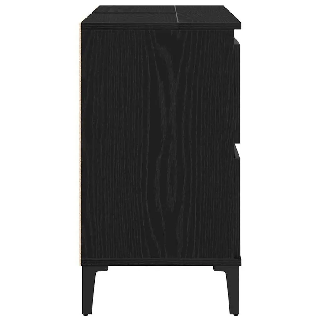 Bathroom Sink Vanity Cabinet Engineered Wood Wall-Mounted Black 80 x 33 x 60 cm