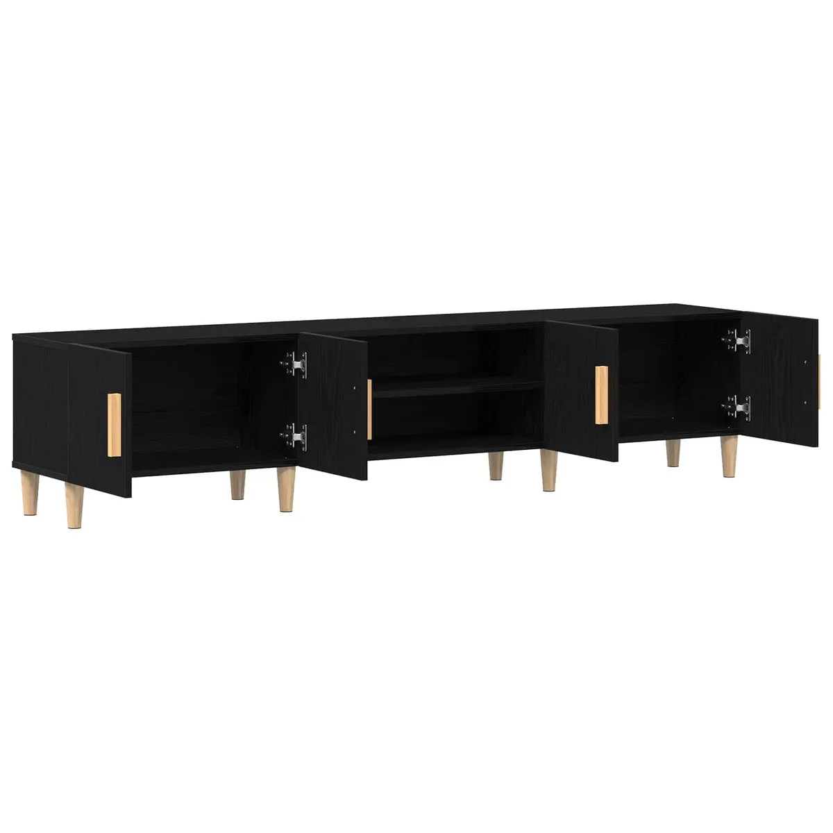 TV Cabinet Engineered Wood 180cm Black Modern Living Room Storage Unit