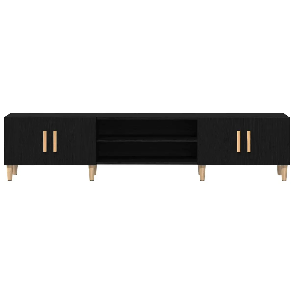 TV Cabinet Engineered Wood 180cm Black Modern Living Room Storage Unit