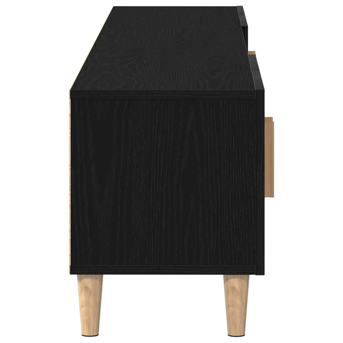 TV Cabinet Engineered Wood 180cm Black Modern Living Room Storage Unit