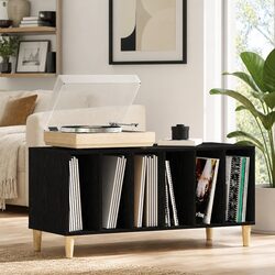 Functional Black Oak Record Cabinet for Everyday Use
