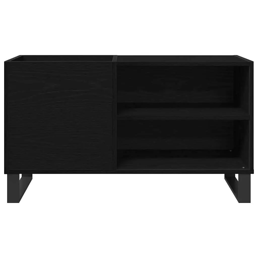 Media Storage Cabinet Black Oak Modern Engineered Wood Office Living Room