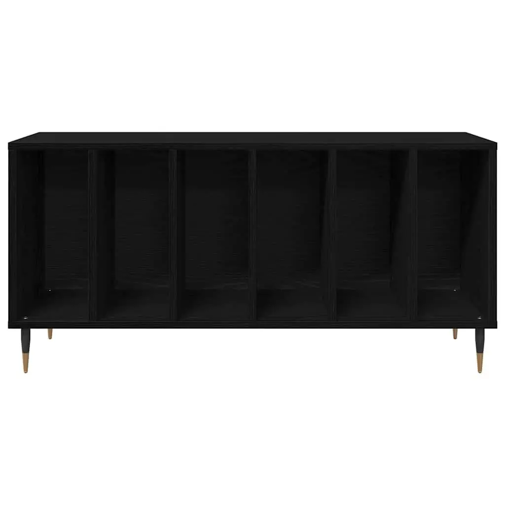 Record Cabinet Media Storage Unit Black Oak Modern Living Room Vinyl Books