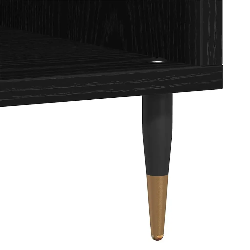 Record Cabinet Media Storage Unit Black Oak Modern Living Room Vinyl Books