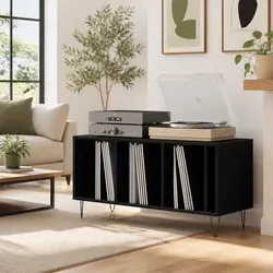 Practical Black Oak Media Cabinet for Home Organization