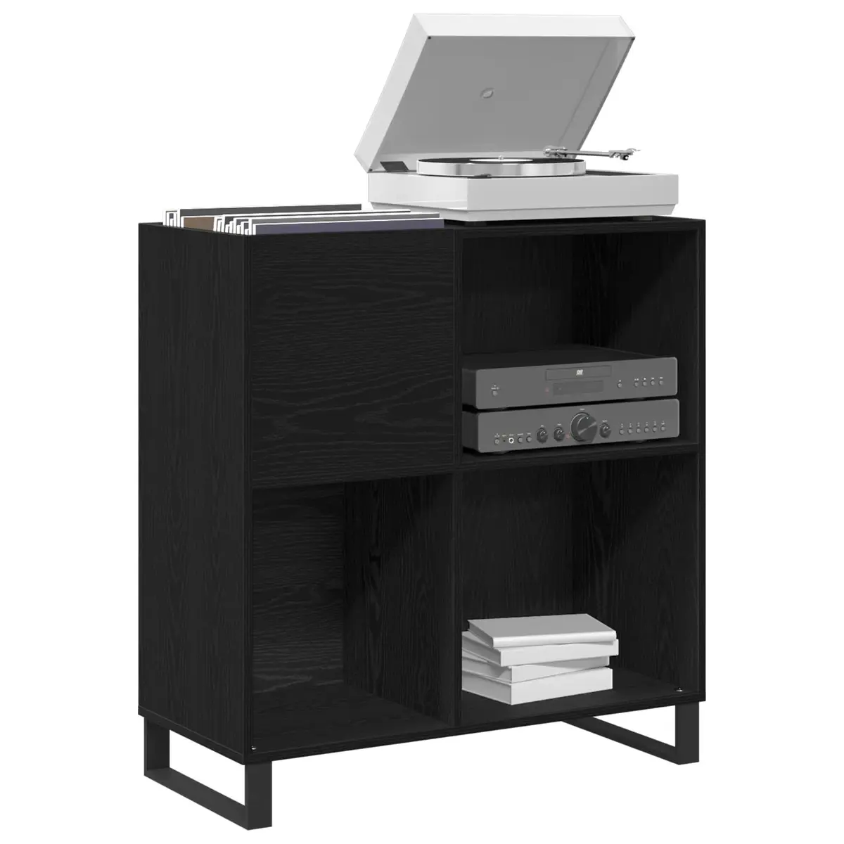 Record Cabinet Engineered Wood Black 85 x 38 x 89 cm
