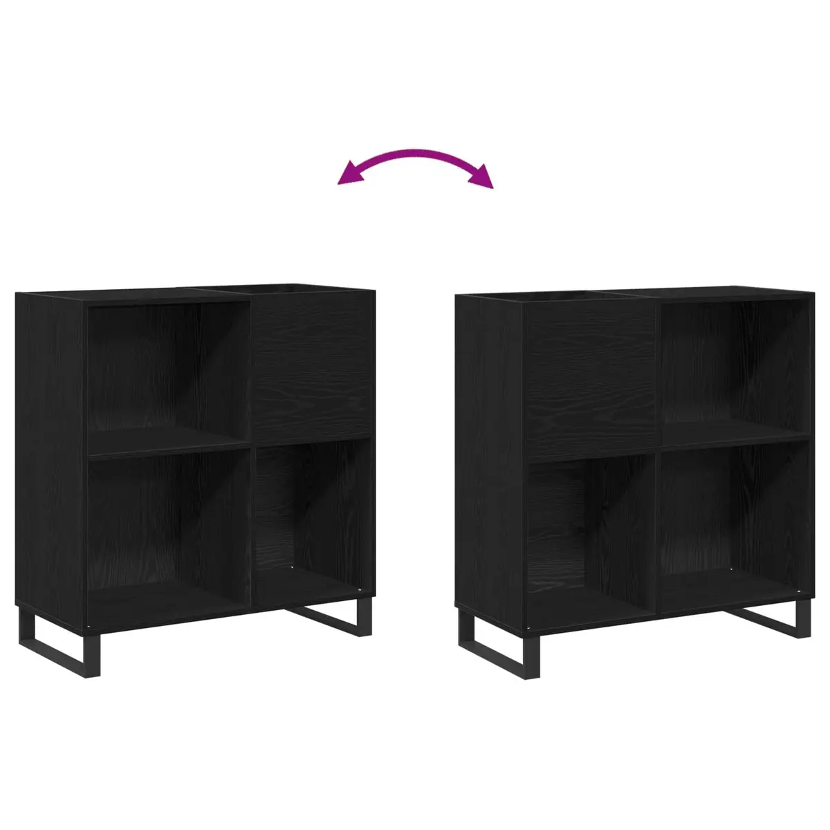 Record Cabinet Engineered Wood Black 85 x 38 x 89 cm