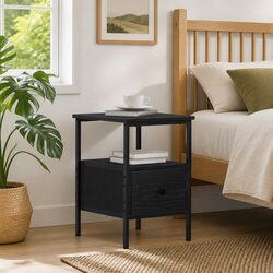 Versatile Black Bedside Cabinet 34x36x50cm for Every Home