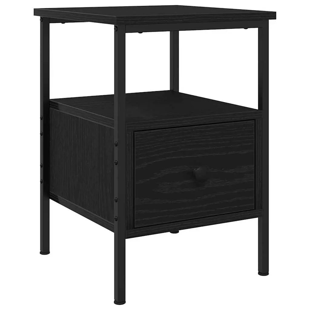Bedside Cabinet Engineered Wood 34x36x50cm Black Bedroom Storage Drawer Shelf