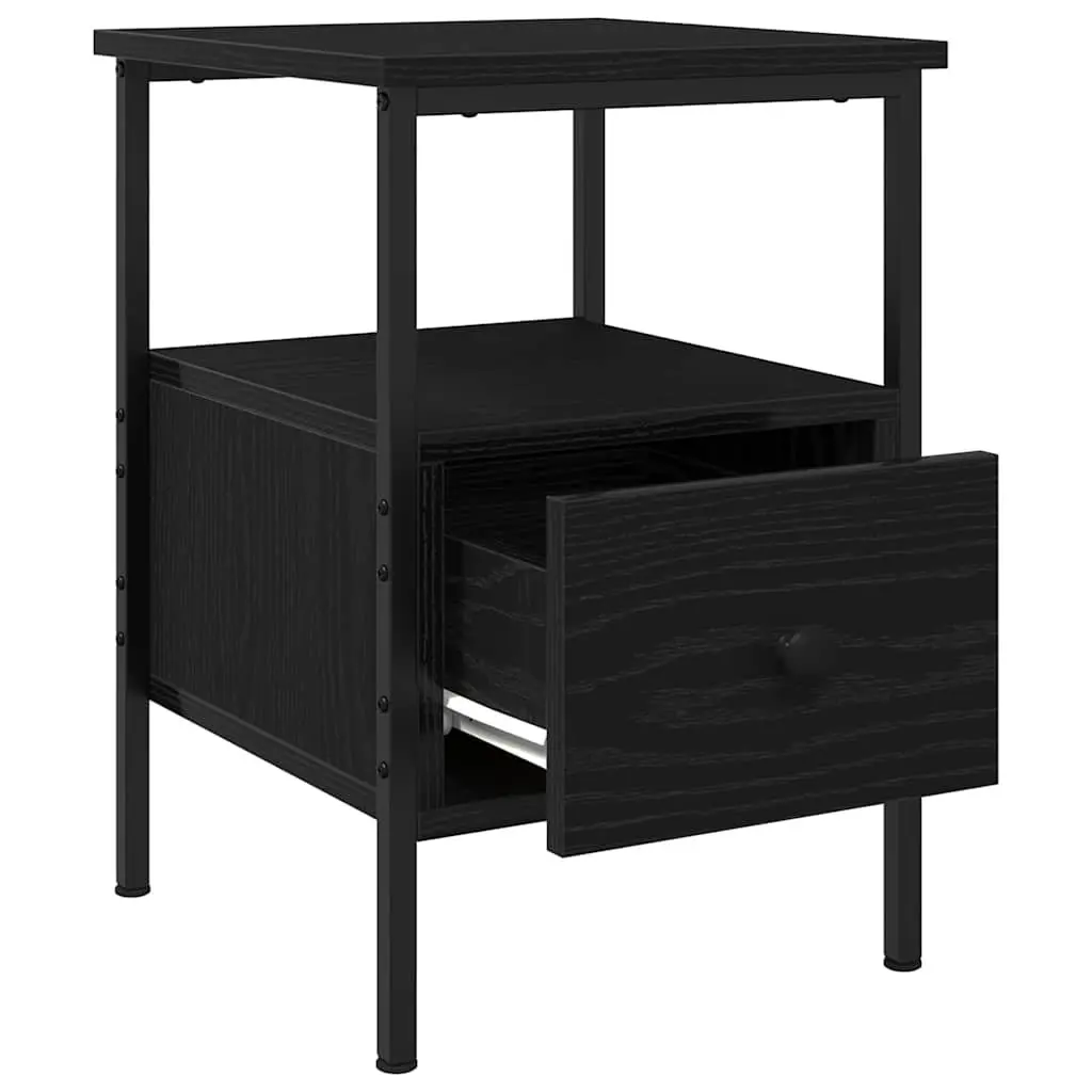 Bedside Cabinet Engineered Wood 34x36x50cm Black Bedroom Storage Drawer Shelf