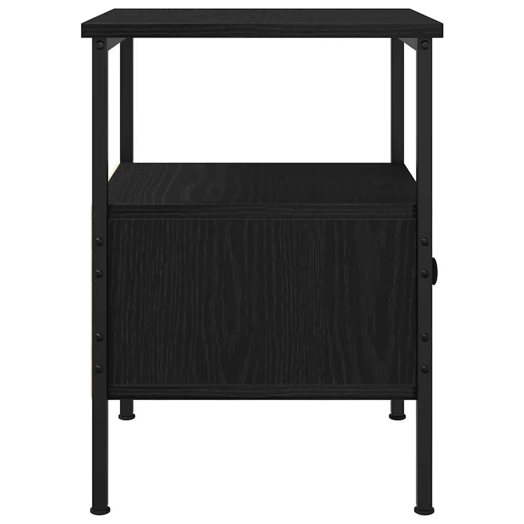 Bedside Cabinet Engineered Wood 34x36x50cm Black Bedroom Storage Drawer Shelf