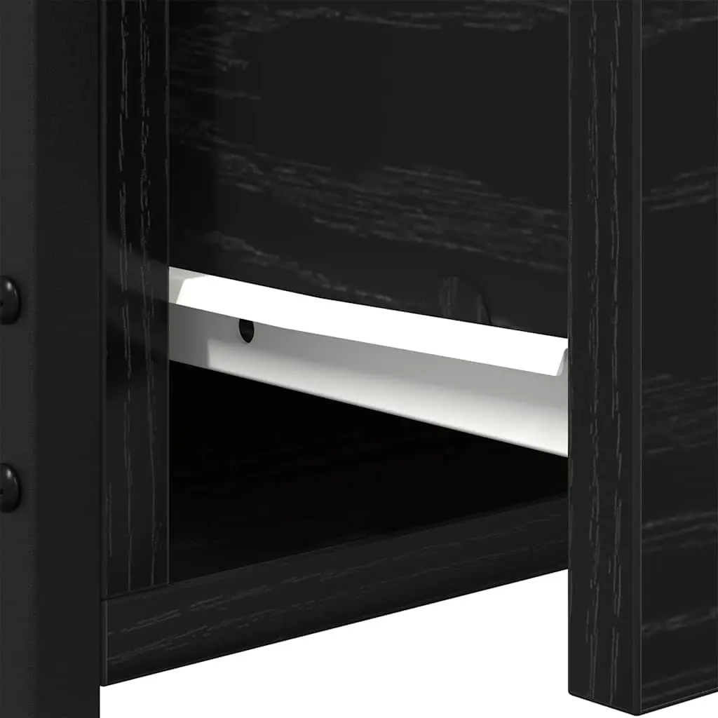 Bedside Cabinet Engineered Wood 34x36x50cm Black Bedroom Storage Drawer Shelf