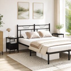 Functional Black Bedside Cabinet Set of 2 for Small Spaces