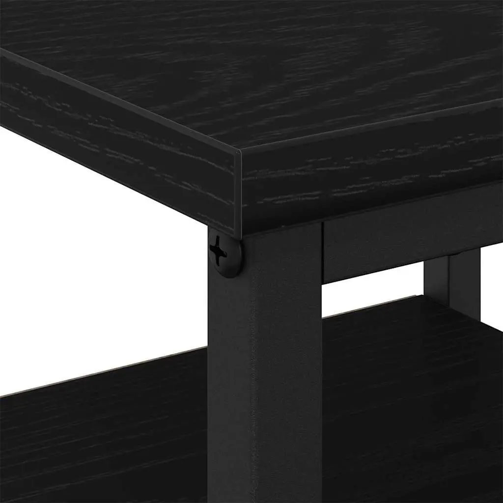 Black Bedside Cabinet Set 2 Pieces Engineered Wood 34 x 36 x 50 cm Compact Storage Table with Drawer and Shelf for Bedroom