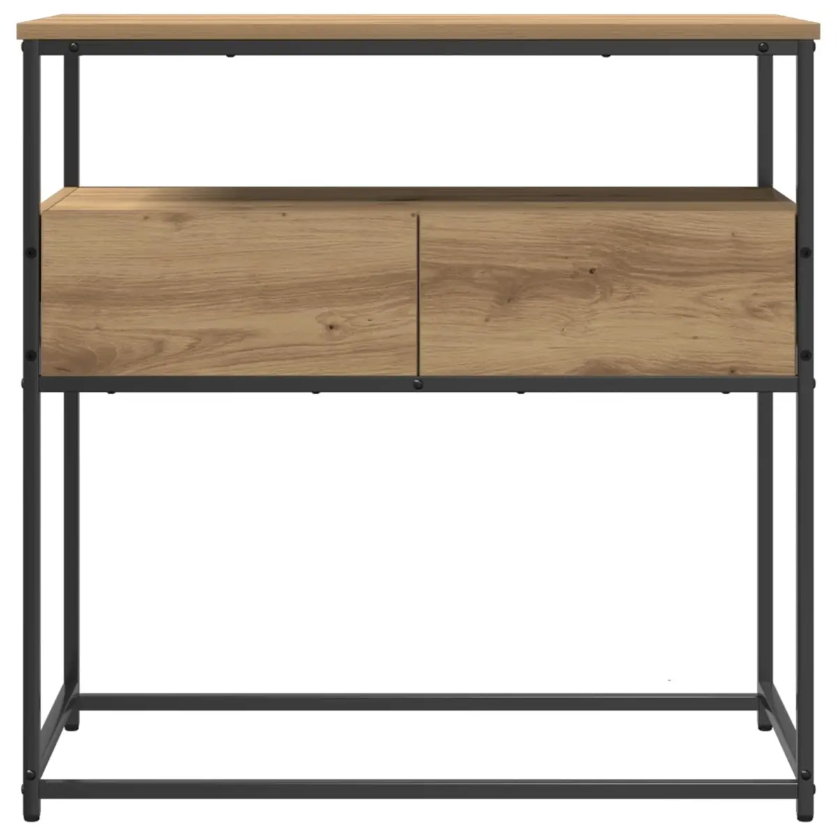 Console Table with Storage Shelves Industrial Modern Design Brown Engineered