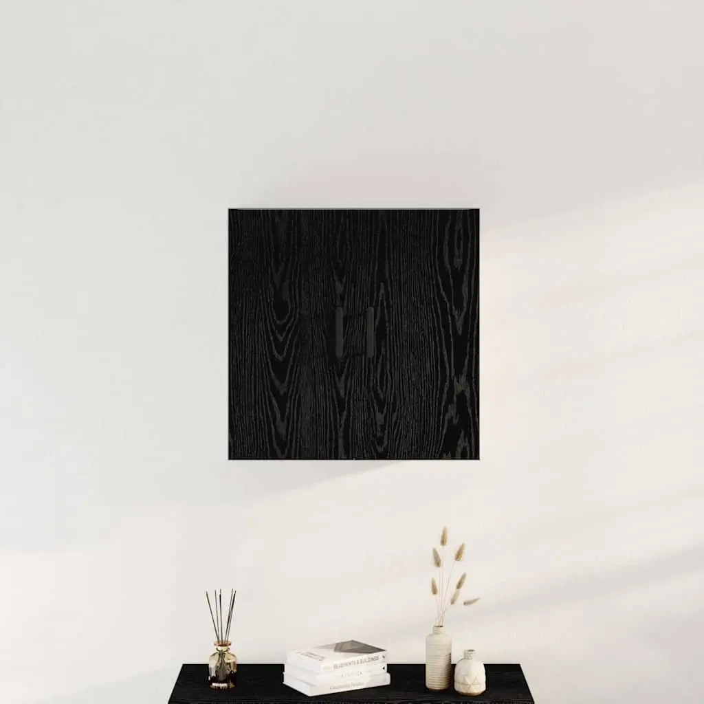 Wall-mounted Storage Cabinet Black Oak Modern Space-saving Engineered Wood