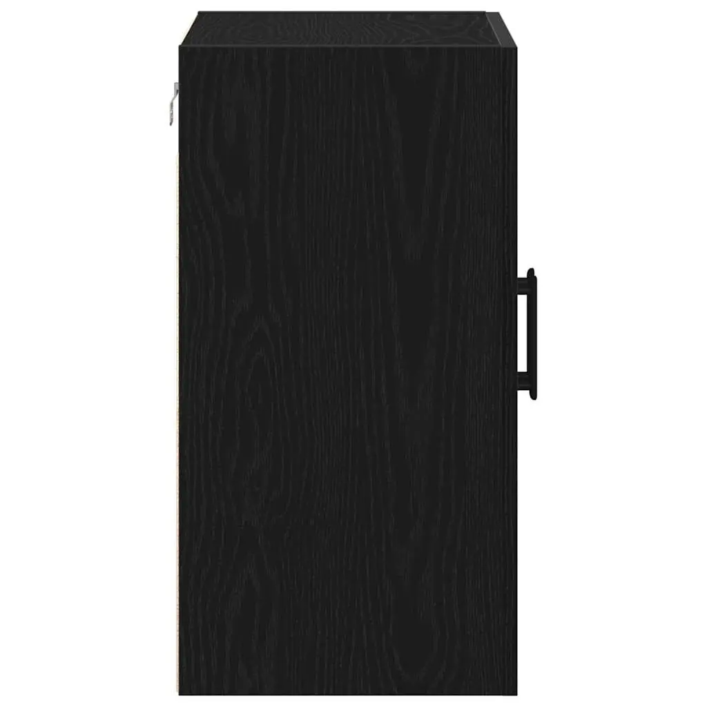 Wall-mounted Storage Cabinet Black Oak Modern Space-saving Engineered Wood