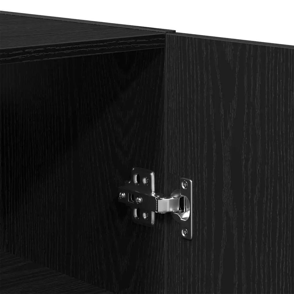 Wall-mounted Storage Cabinet Black Oak Modern Space-saving Engineered Wood
