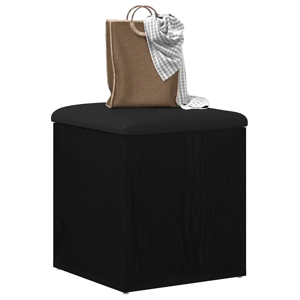 Storage Bench Engineered Wood 42 x 42 x 45 cm Black Oak Modern Living Room Furniture