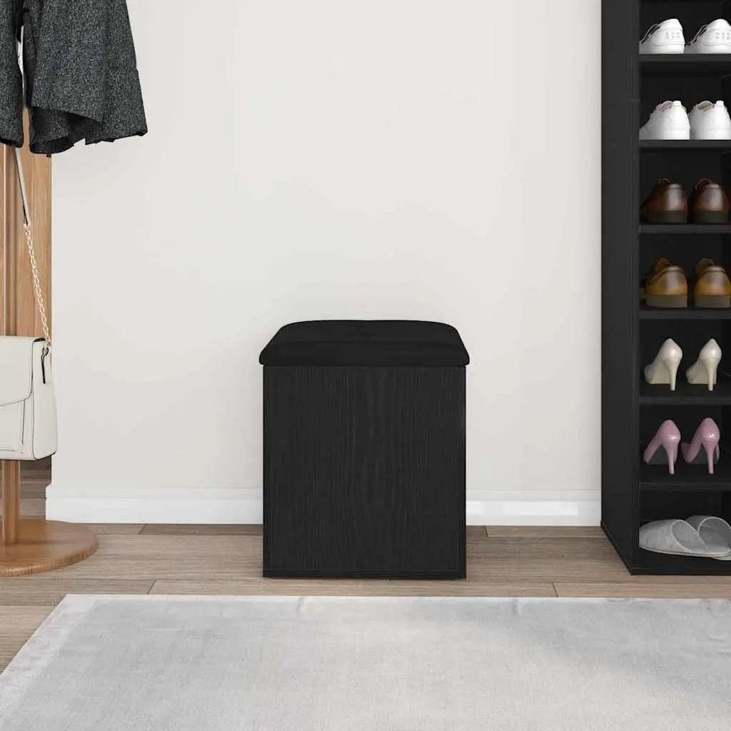 Storage Bench Engineered Wood 42 x 42 x 45 cm Black Oak Modern Living Room Furniture