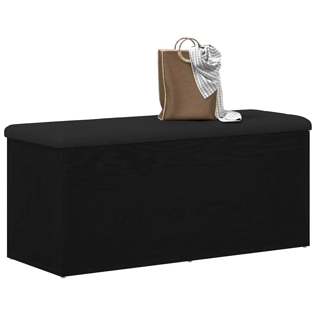 Storage Bench Black Oak 102x42x45cm Modern Engineered Wood Entryway Living Room