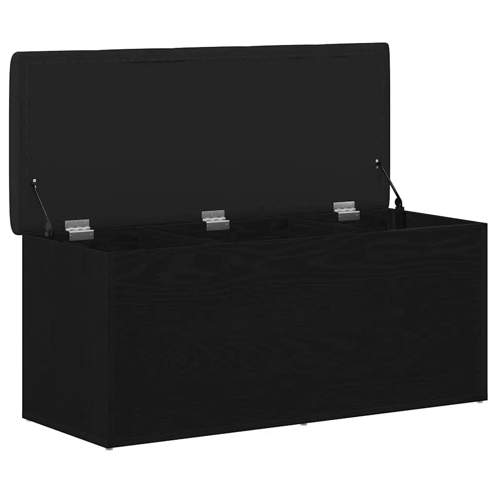 Storage Bench Black Oak 102x42x45cm Modern Engineered Wood Entryway Living Room