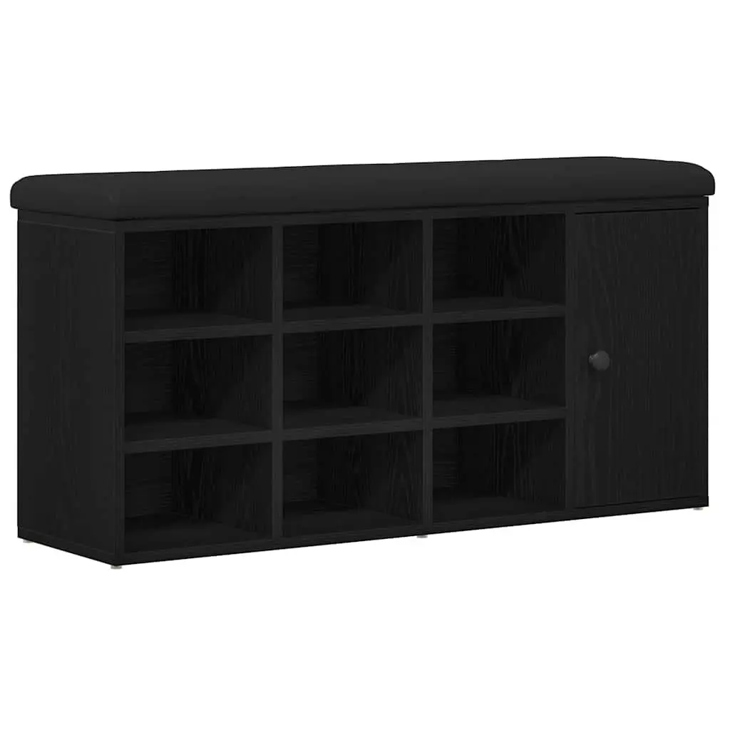 Storage Bench Black Oak 102 x 32 x 50 cm Engineered Wood Entryway Seat