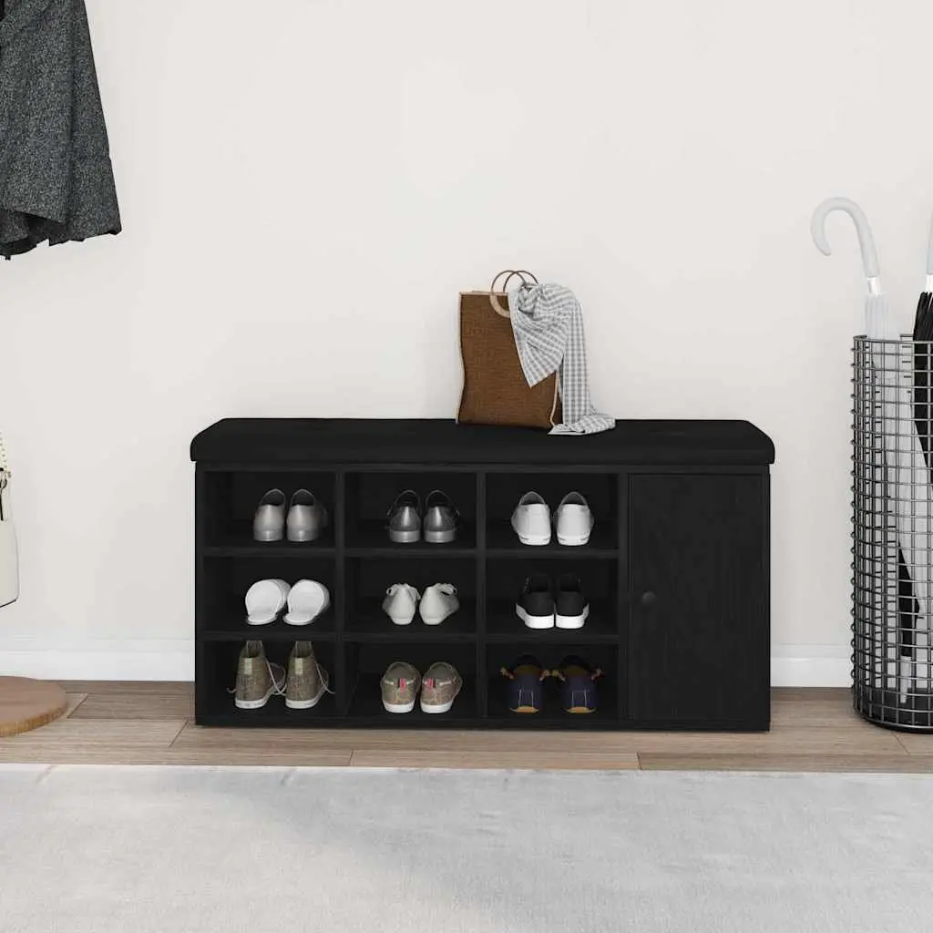 Storage Bench Black Oak 102 x 32 x 50 cm Engineered Wood Entryway Seat