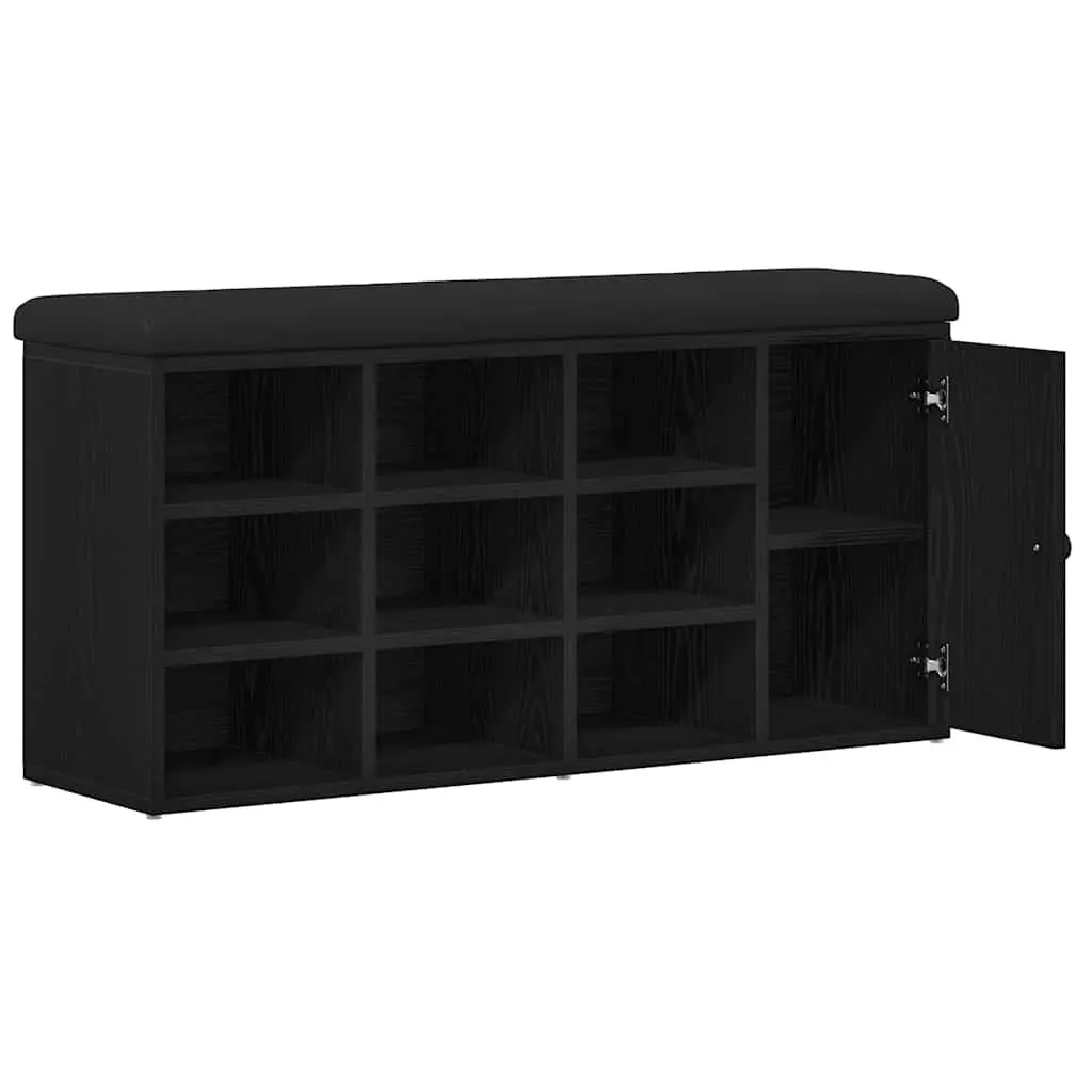 Storage Bench Black Oak 102 x 32 x 50 cm Engineered Wood Entryway Seat