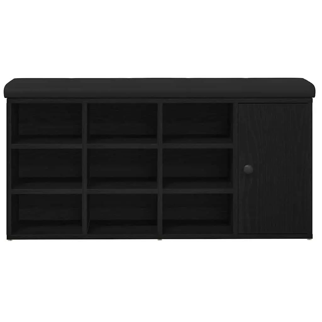 Storage Bench Black Oak 102 x 32 x 50 cm Engineered Wood Entryway Seat
