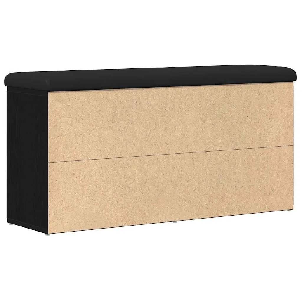 Storage Bench Black Oak 102 x 32 x 50 cm Engineered Wood Entryway Seat