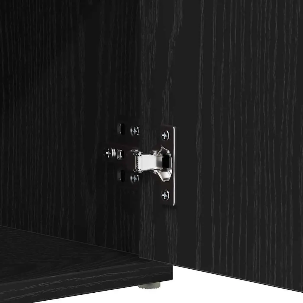 Storage Bench Black Oak 102 x 32 x 50 cm Engineered Wood Entryway Seat