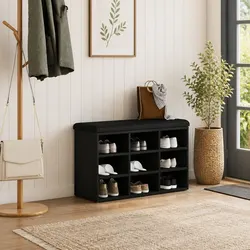 Perfect for Organizing Entryways: Black Shoe Bench