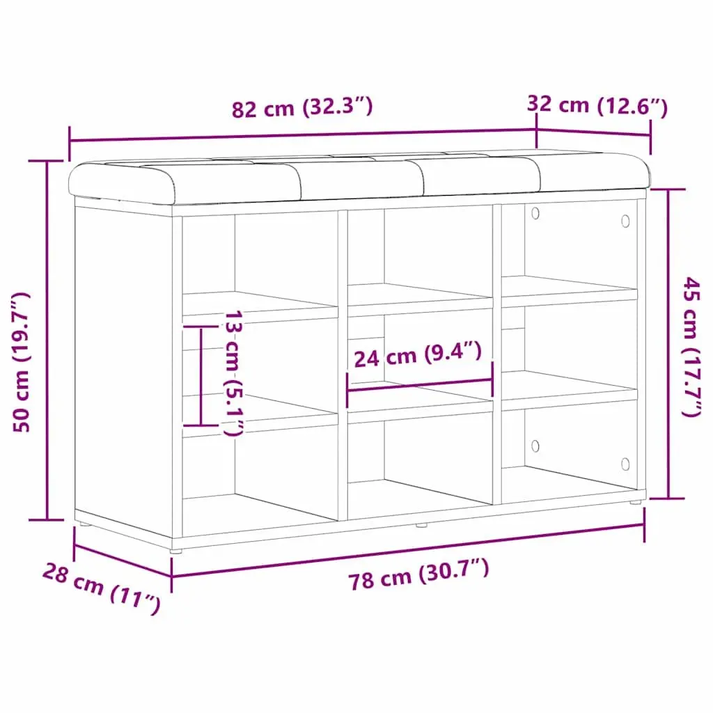 Shoe Bench with Storage Shelf Black Modern Entryway Seating Engineered Wood