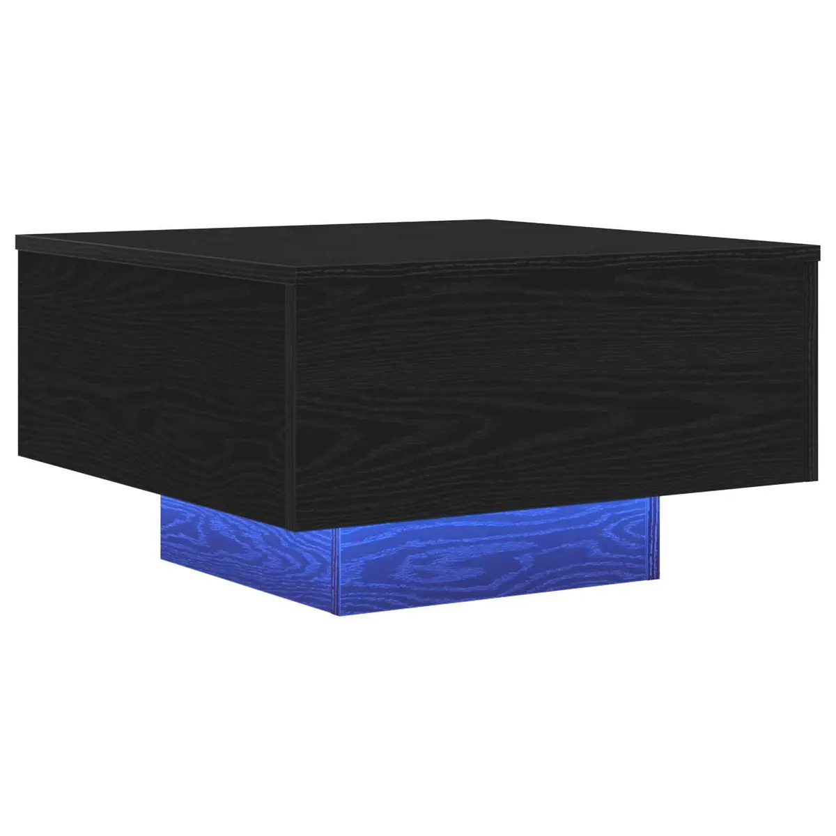 Coffee Table Black Oak Modern LED Lights 55x55x31cm Engineered Wood Accent