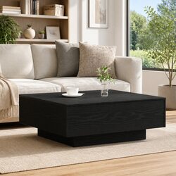 Versatile Black Oak Coffee Table - 80x80x31cm